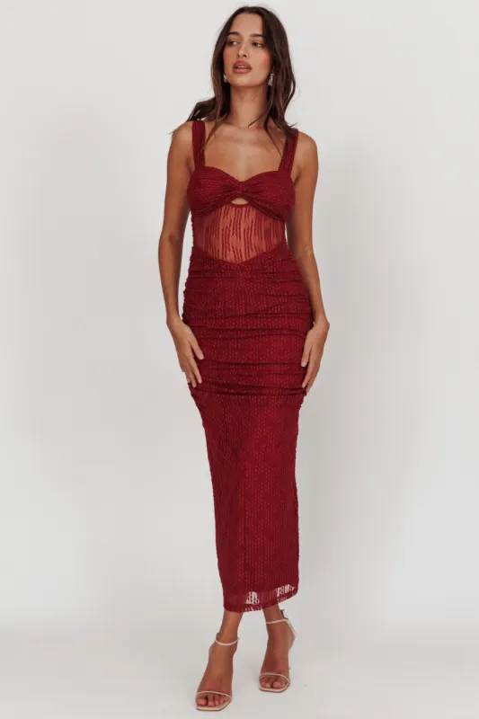 Oliana Lace Midi Dress Burgundy sold by Selfie Leslie