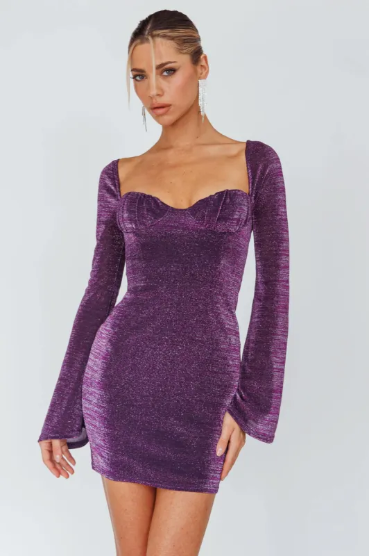 Dreaming Of Rome Laced Back Mini Dress Sparkle Grape sold by Selfie Leslie