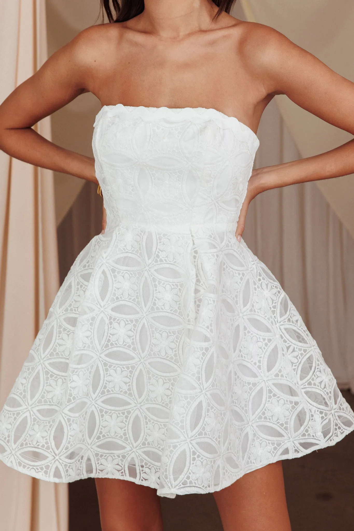 Kesenia Strapless Embroidered Mini Dress White sold by Selfie Leslie product image thumbnail 5