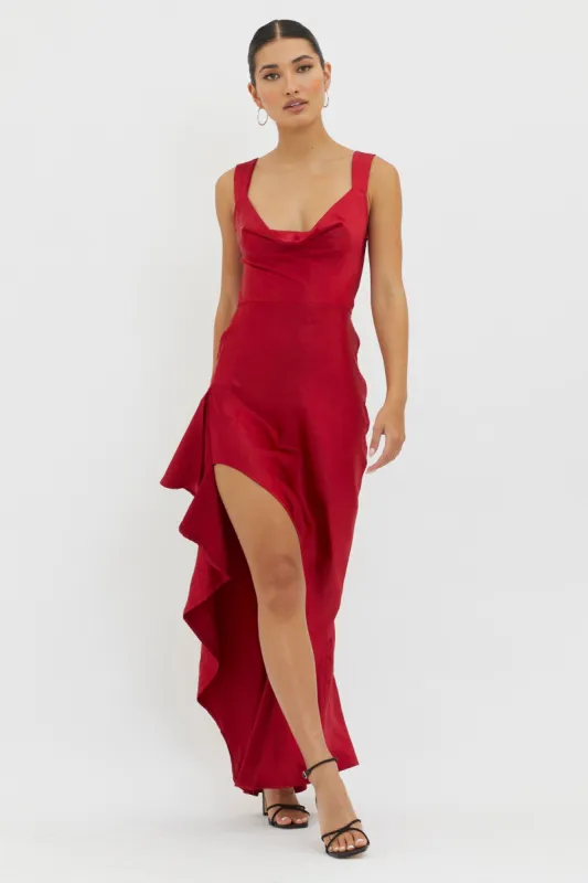 Ellianna Lace-Up Back Maxi Dress Red sold by Selfie Leslie