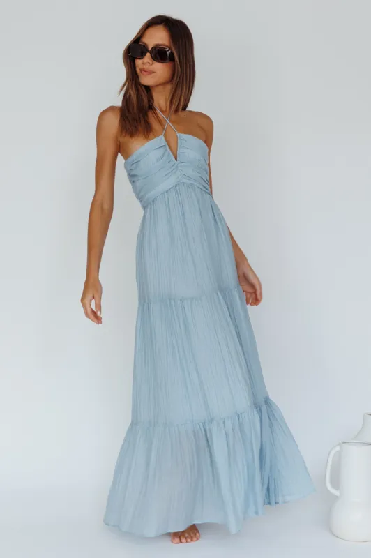 Asiah Halterneck Maxi Dress Ice Blue sold by Selfie Leslie