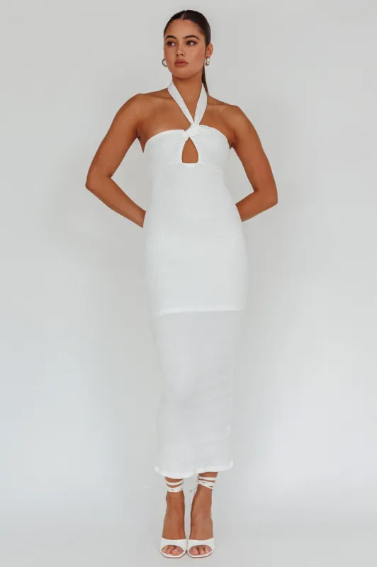 Mari Halterneck Midi Dress White sold by Selfie Leslie