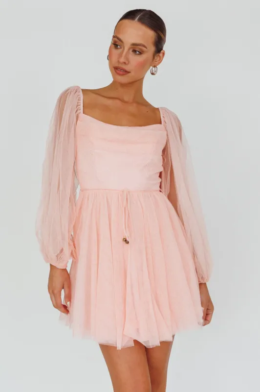 Fairytale Dream Pleat Neckline Mini Dress Sparkle Pink sold by Selfie Leslie