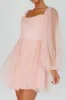 Fairytale Dream Pleat Neckline Mini Dress Sparkle Pink sold by Selfie Leslie