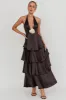 Catalina Tiered Ruffle Rosette Maxi Dress Black sold by Selfie Leslie