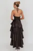 Catalina Tiered Ruffle Rosette Maxi Dress Black sold by Selfie Leslie