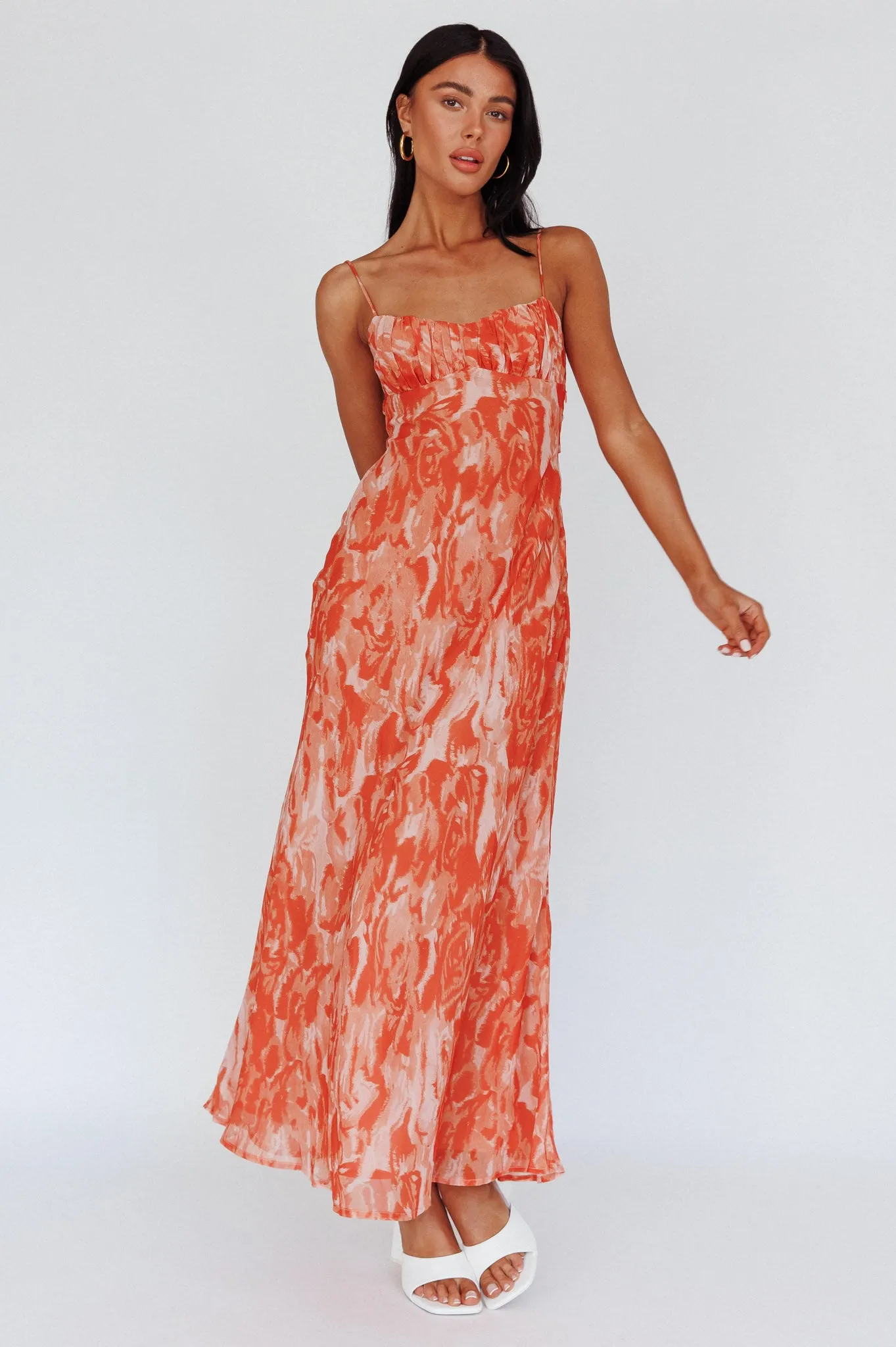 Nerida Twist Back Maxi Dress Swirl Orange sold by Selfie Leslie