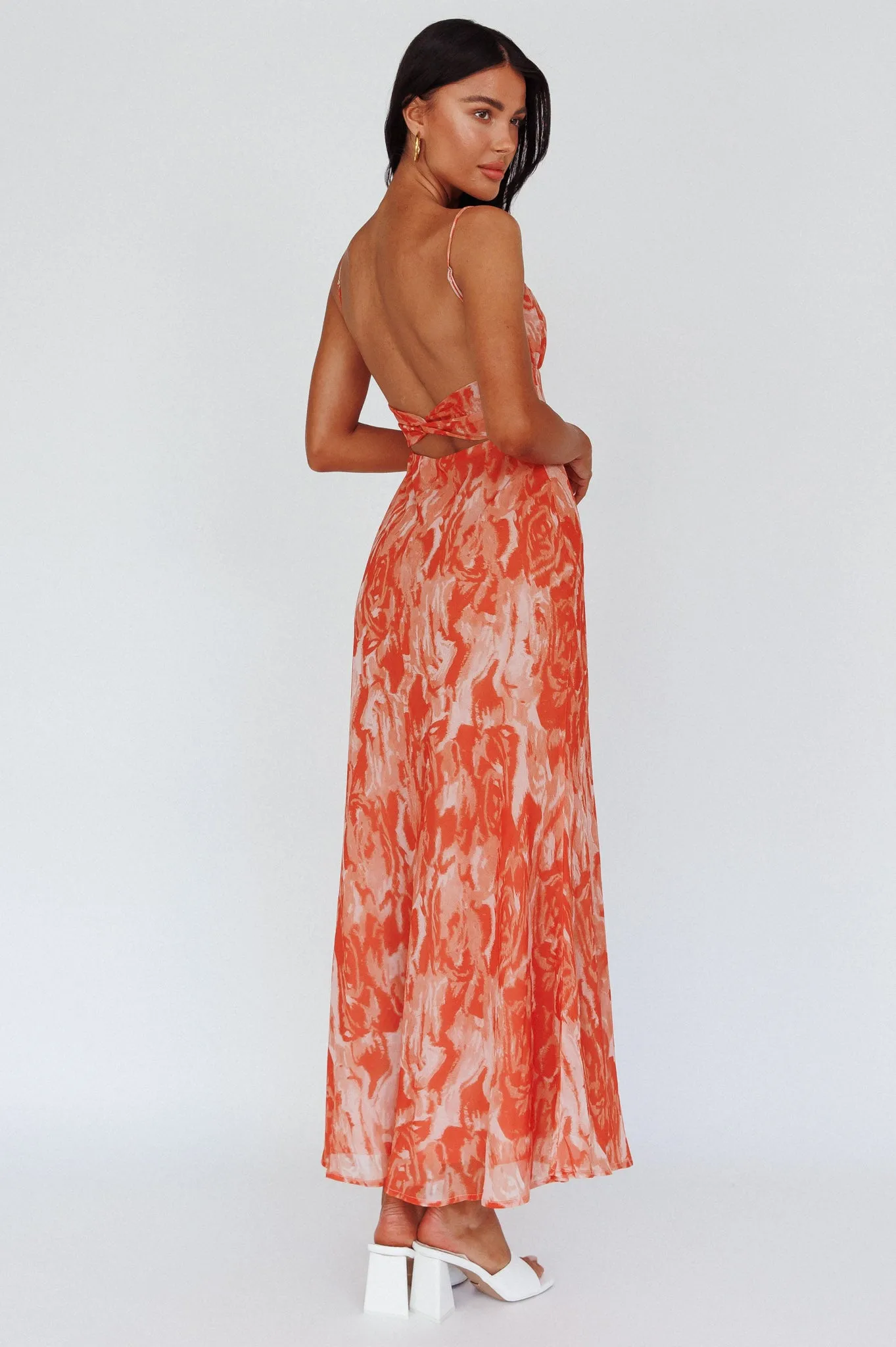 Nerida Twist Back Maxi Dress Swirl Orange sold by Selfie Leslie product image thumbnail 2