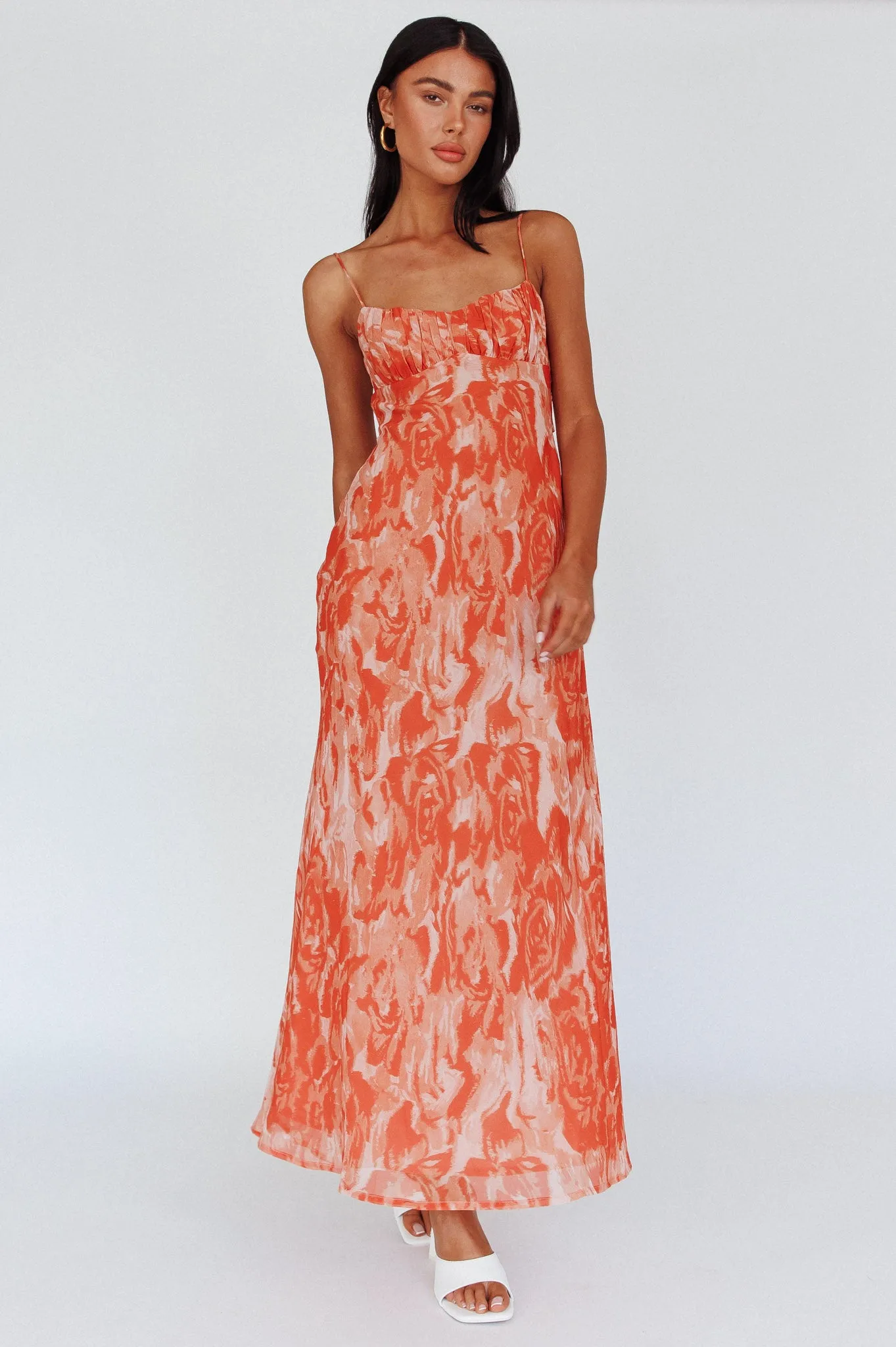 Nerida Twist Back Maxi Dress Swirl Orange sold by Selfie Leslie product image thumbnail 5