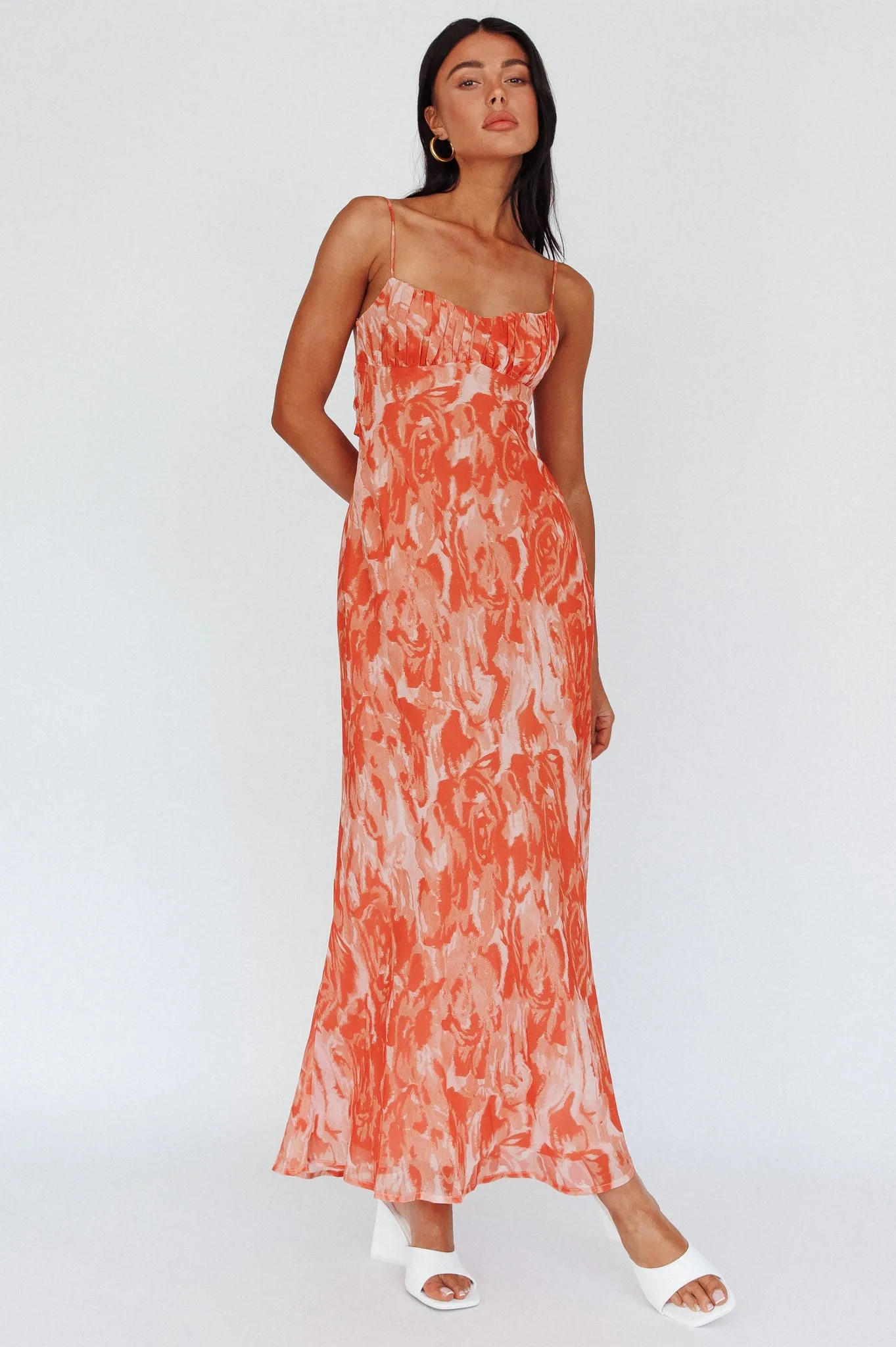 Nerida Twist Back Maxi Dress Swirl Orange sold by Selfie Leslie product image thumbnail 3