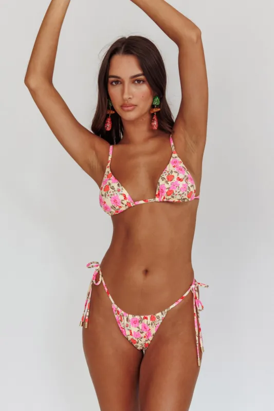 Sovereign High Cut String Bikini Bottom Yellow Floral sold by Selfie Leslie