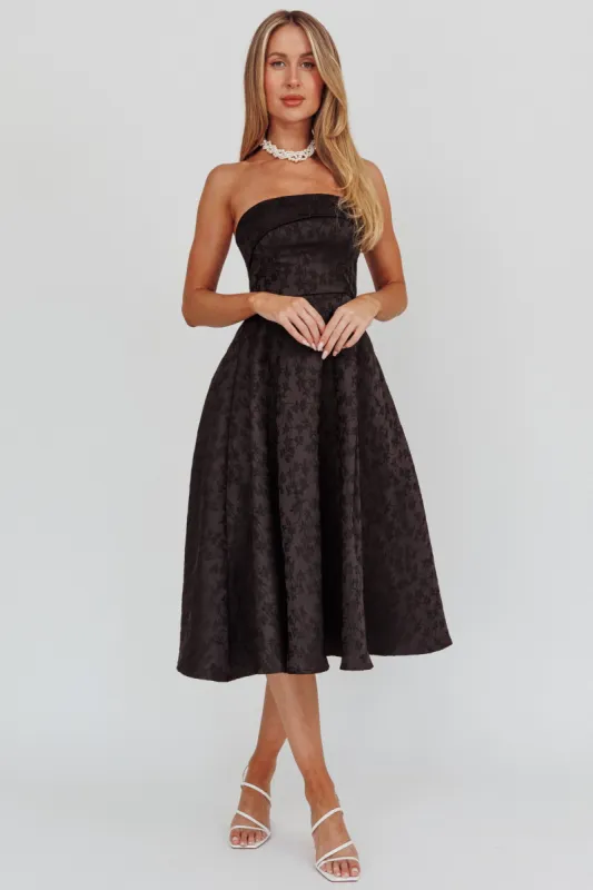 Worship Strapless A-Line Midi Dress Black sold by Selfie Leslie