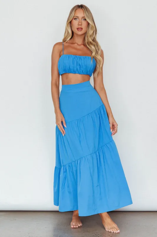 Bondi Waist Tie Maxi Skirt Sapphire sold by Selfie Leslie