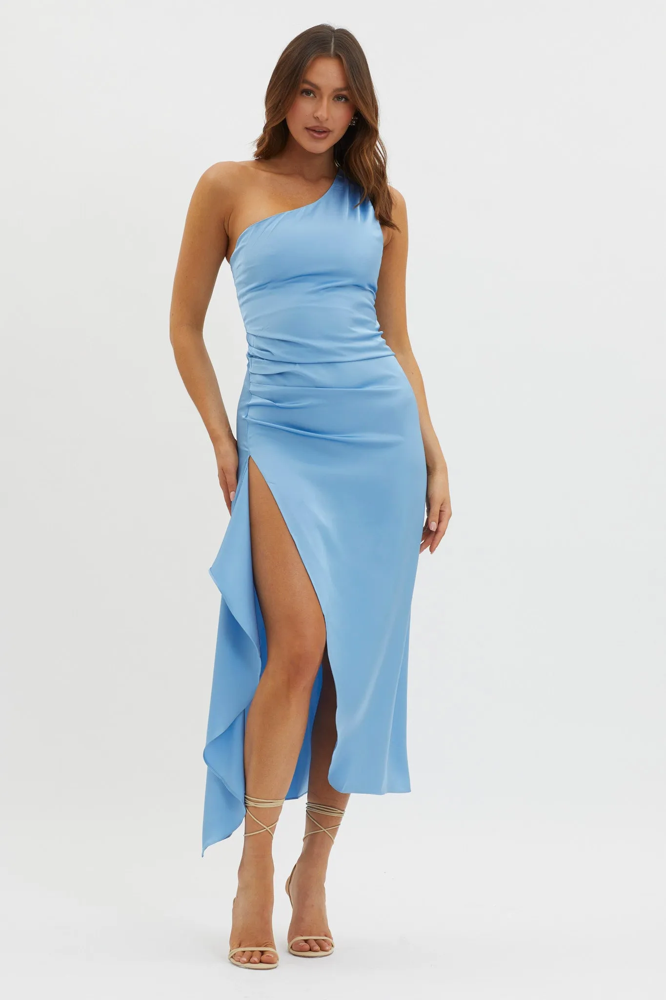 Salut One-Shoulder Midi Dress Slate Blue sold by Selfie Leslie