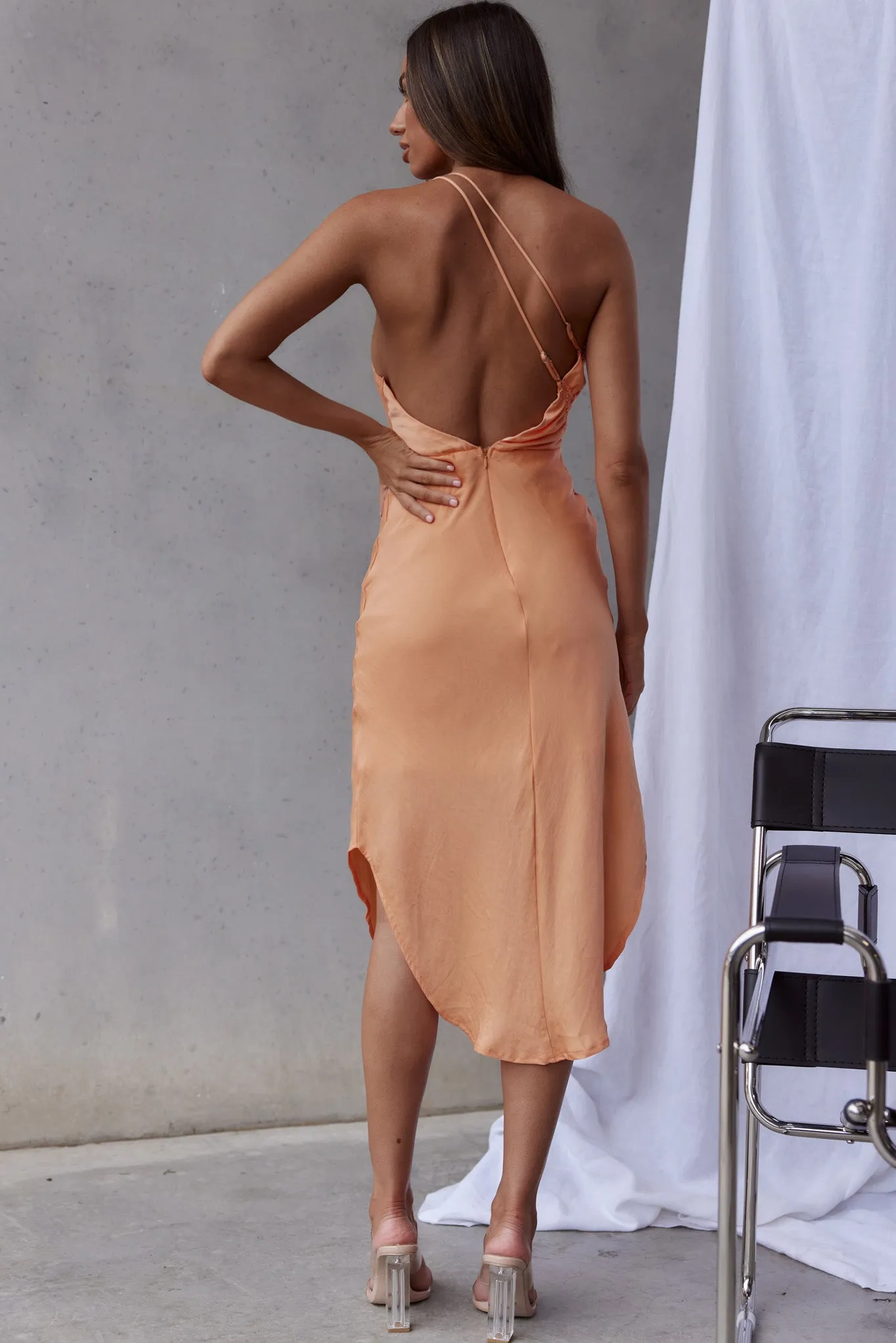 Casa Del Mar One-Shoulder Ruched Midi Dress Tangerine sold by Selfie Leslie product image thumbnail 2