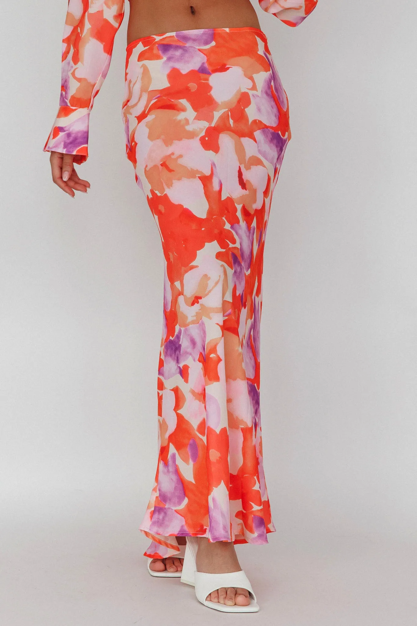 Vacation Midi Skirt Floral Orange/Purple sold by Selfie Leslie product image thumbnail 4