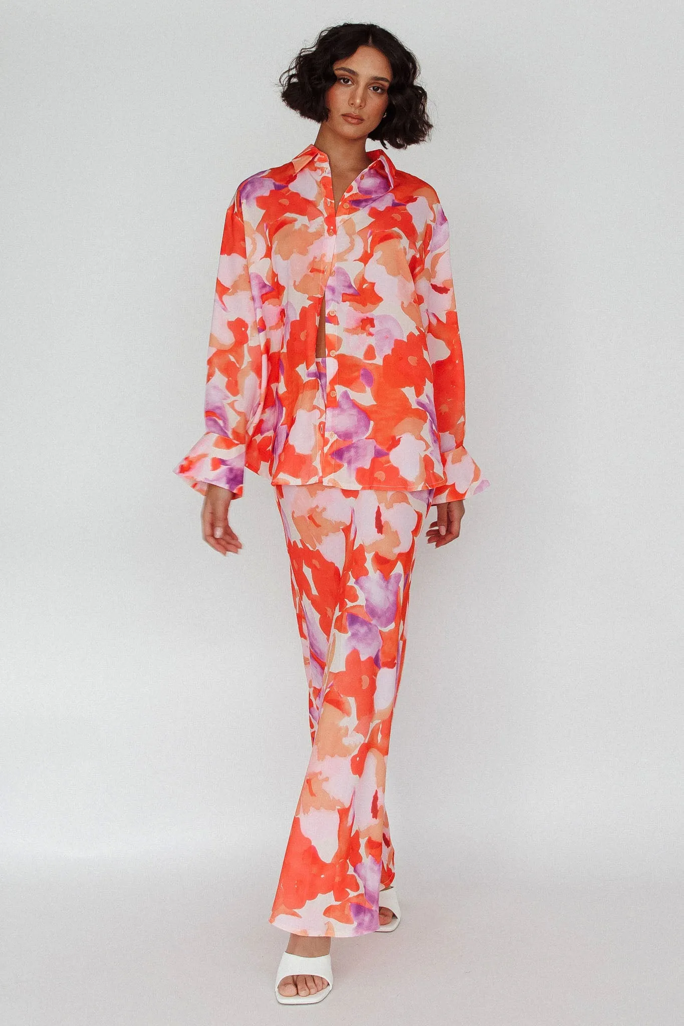 Vacation Midi Skirt Floral Orange/Purple sold by Selfie Leslie product image thumbnail 3