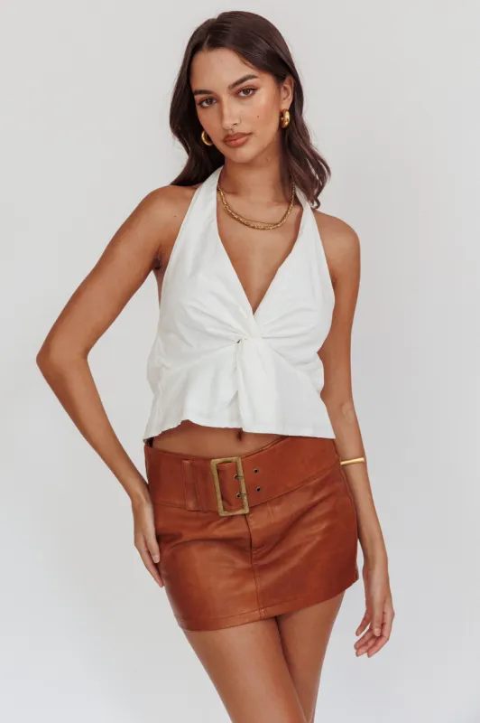 Zoriah Twist Bust Halterneck Top White sold by Selfie Leslie