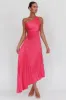 Amelie One-Shoulder Accordion Pleat Maxi Dress Floral Fuchsia sold by Selfie Leslie