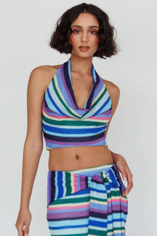 Sammi Halter Crop Top Purple Multi sold by Selfie Leslie