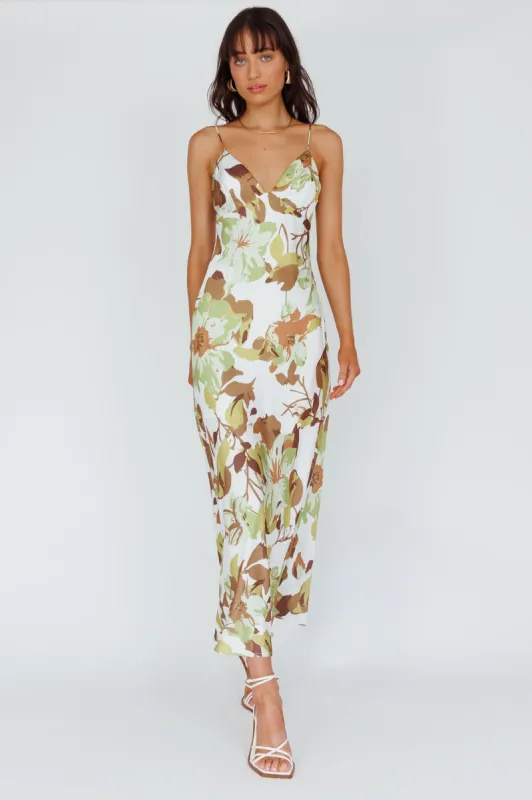 Egypt Cami Strap Maxi Dress Print Green sold by Selfie Leslie