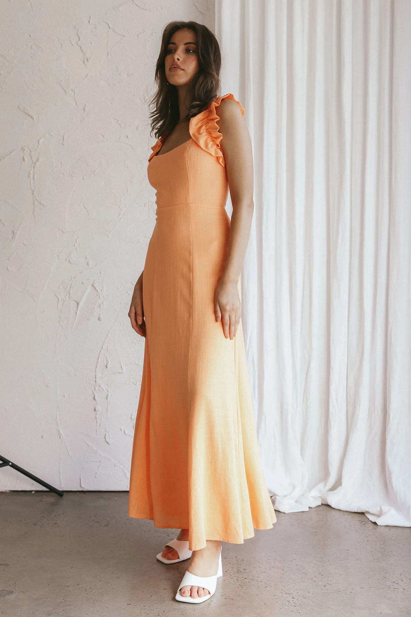 Bronte Ruffle Strap Midi Dress Papaya sold by Selfie Leslie product image thumbnail 5