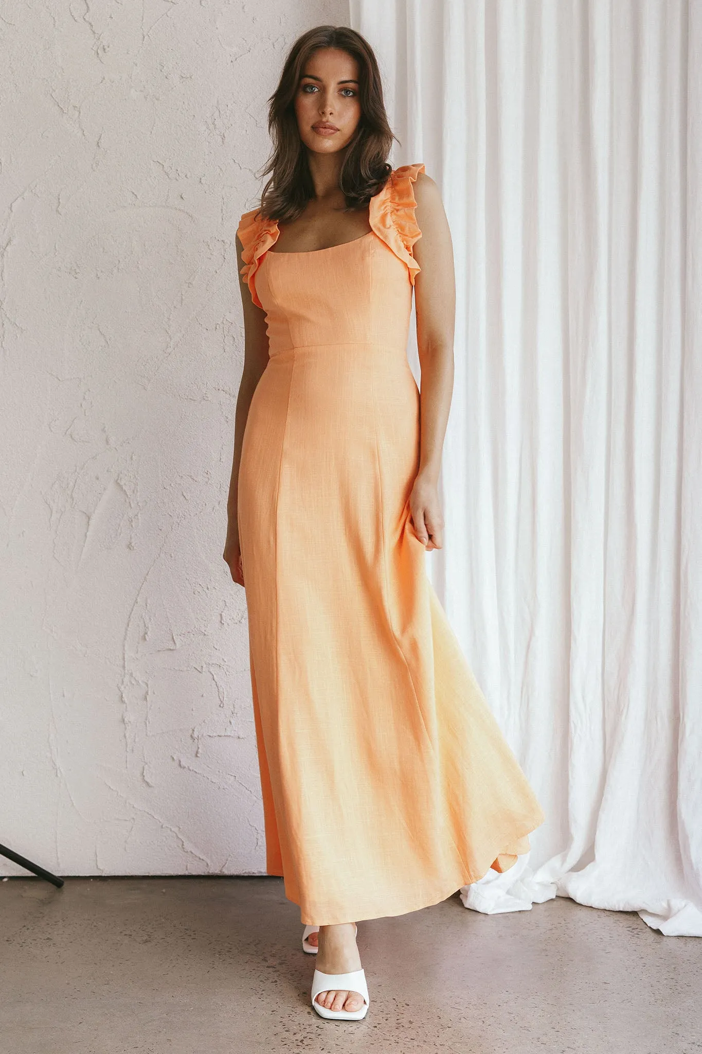 Bronte Ruffle Strap Midi Dress Papaya sold by Selfie Leslie product image thumbnail 3