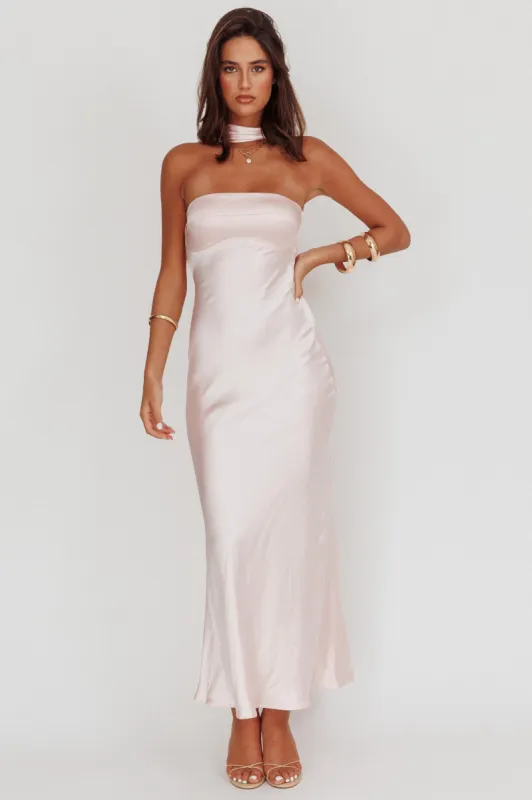 Damsel Reverse Halter Maxi Dress Blush sold by Selfie Leslie
