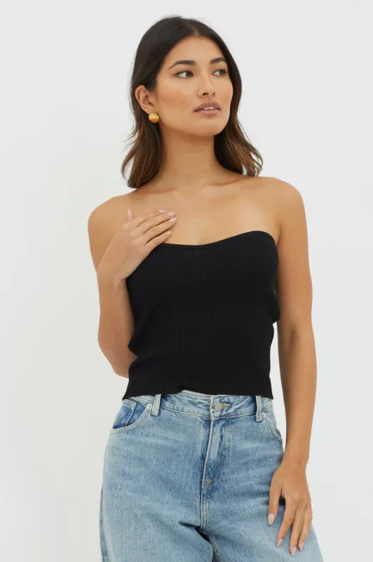 Flora Strapless Knit Top Black sold by Selfie Leslie