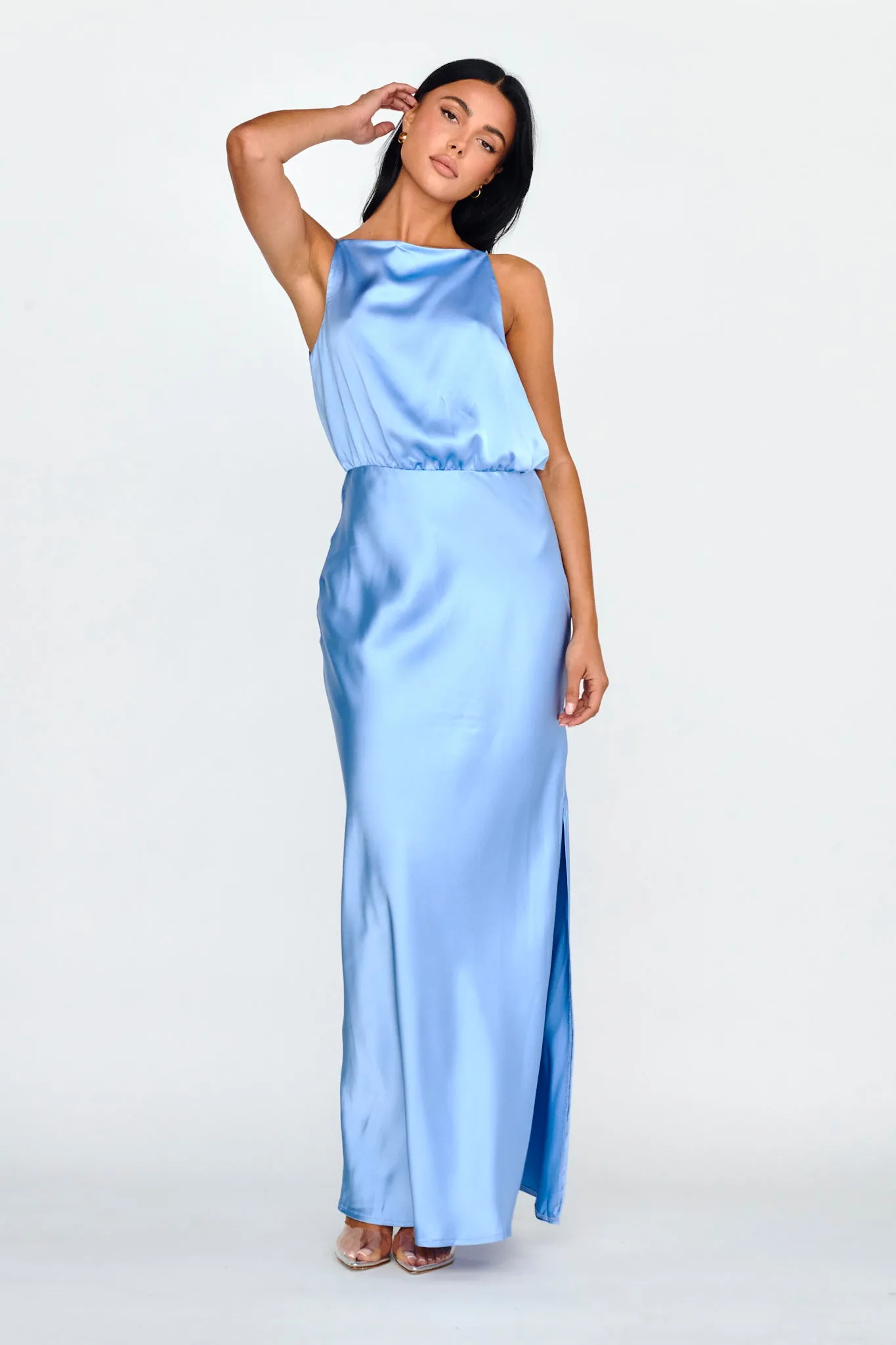 Midnight Hour Side Split Midi Dress Ocean sold by Selfie Leslie product image thumbnail 5