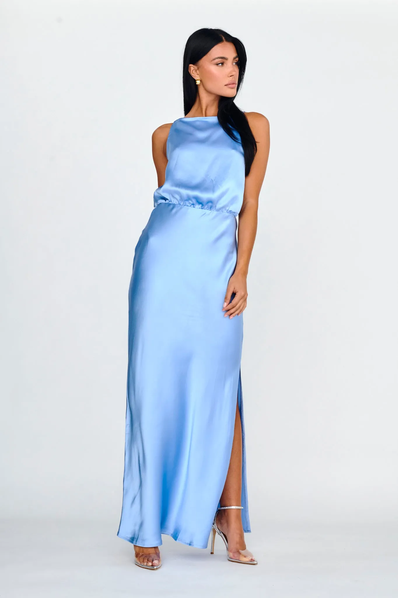 Midnight Hour Side Split Midi Dress Ocean sold by Selfie Leslie product image thumbnail 3