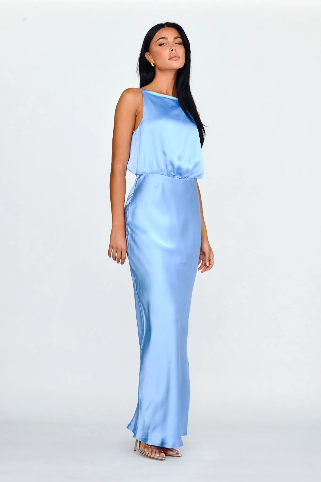 Midnight Hour Side Split Midi Dress Ocean sold by Selfie Leslie