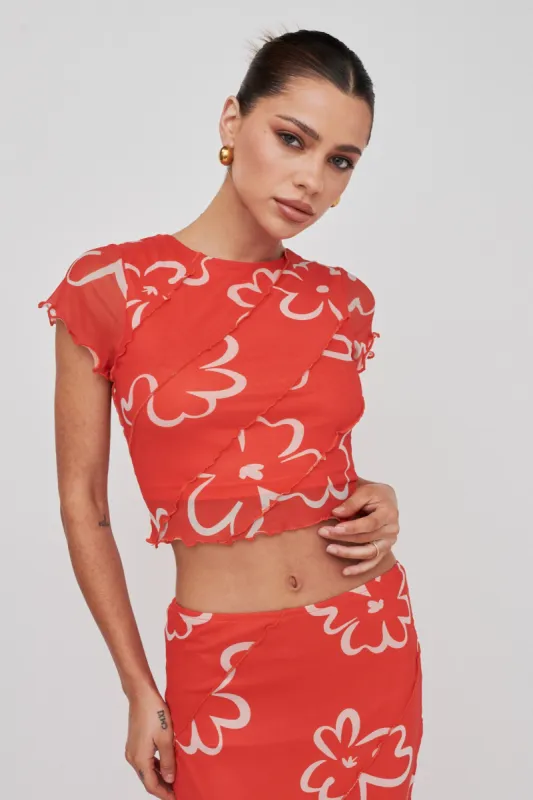Gold Rush Crop Top Print Orange sold by Selfie Leslie