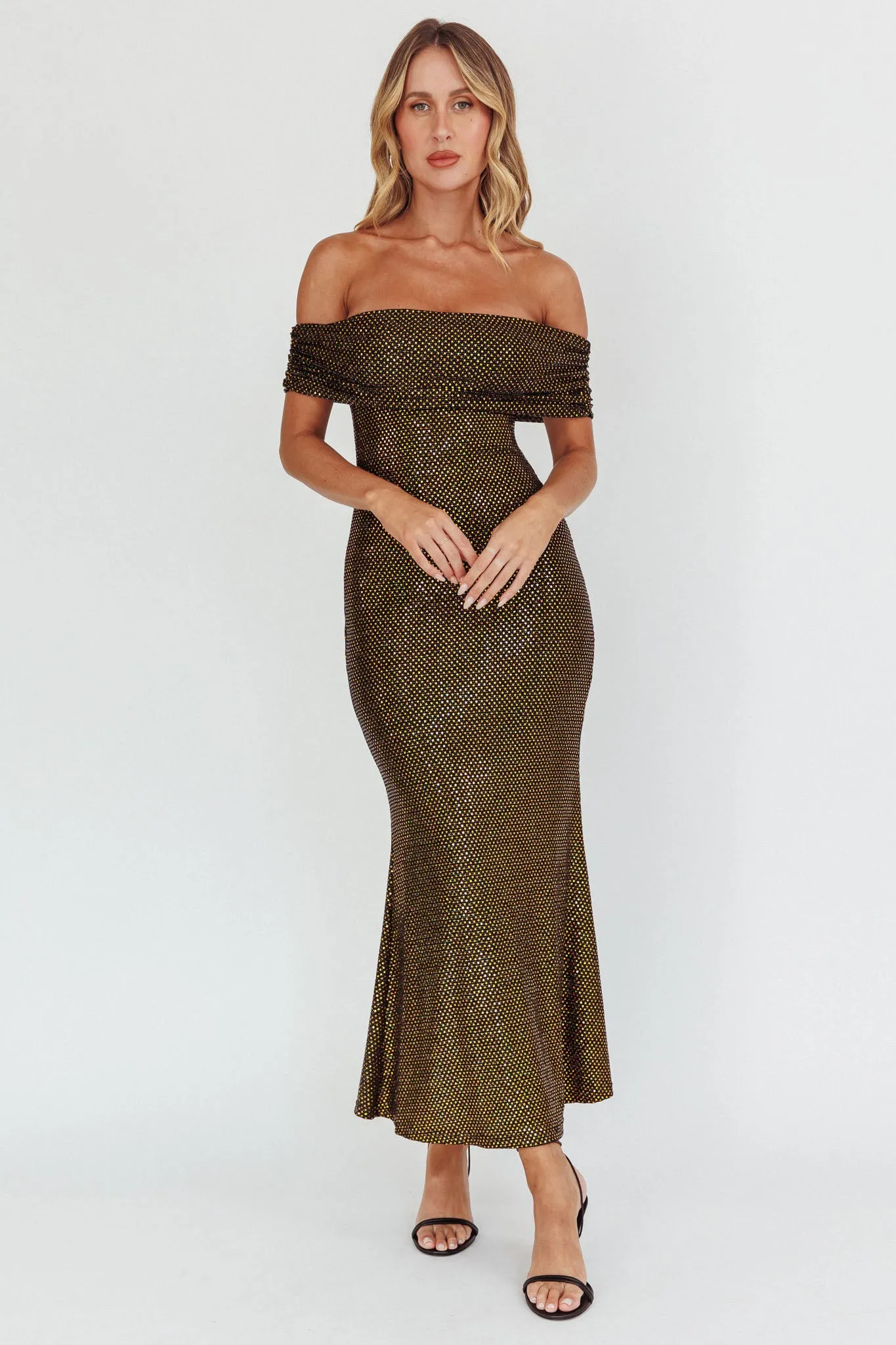 Kailey Off-Shoulder Maxi Dress Spangle Black sold by Selfie Leslie product image thumbnail 3