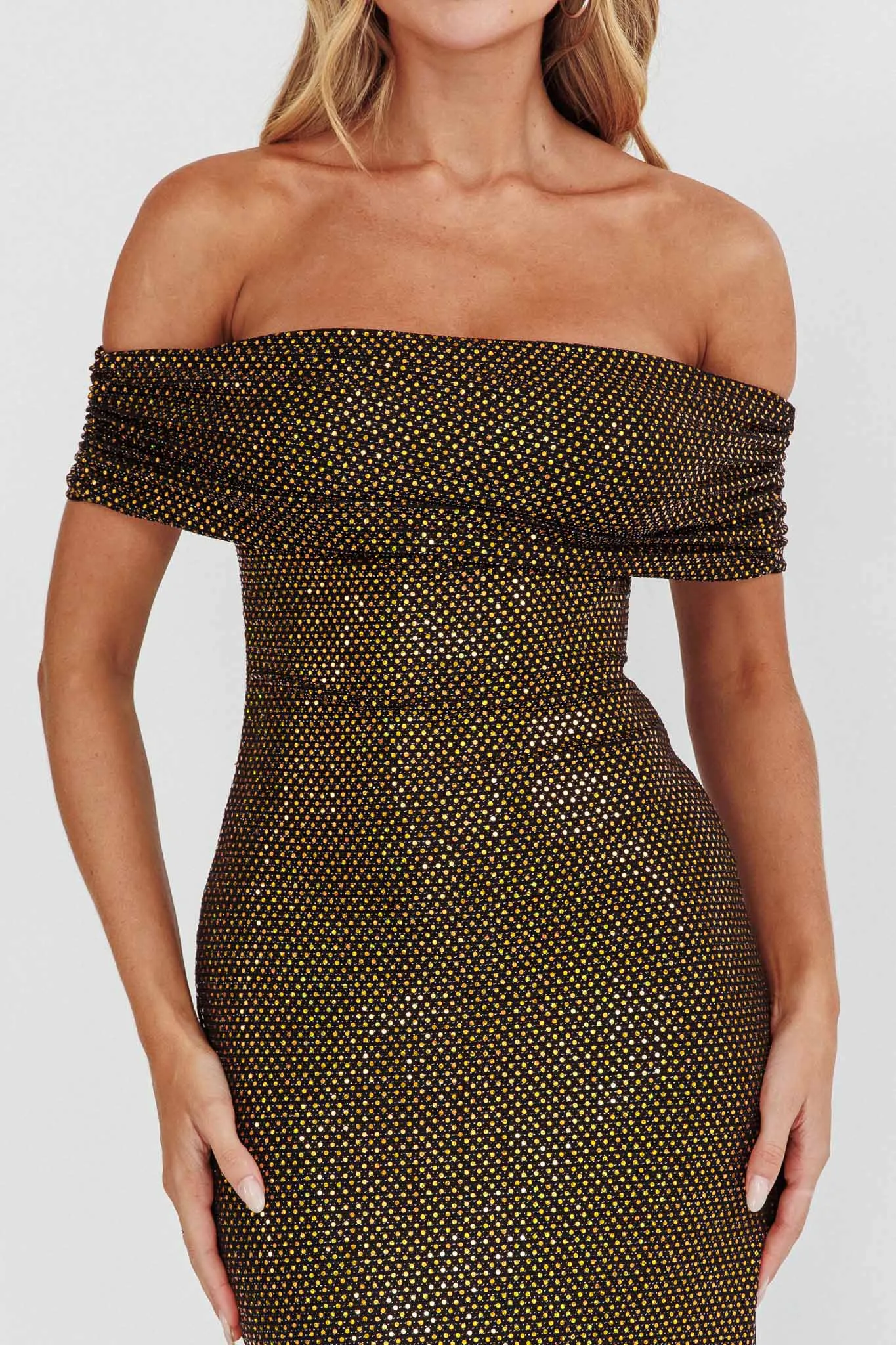 Kailey Off-Shoulder Maxi Dress Spangle Black sold by Selfie Leslie product image thumbnail 4