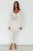 Zizi Long Sleeve Crochet Maxi Dress White sold by Selfie Leslie