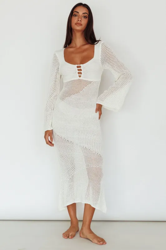 Zizi Long Sleeve Crochet Maxi Dress White sold by Selfie Leslie