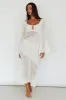 Zizi Long Sleeve Crochet Maxi Dress White sold by Selfie Leslie