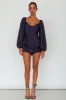It's Complicated Long Sleeve Flounce Romper Navy sold by Selfie Leslie