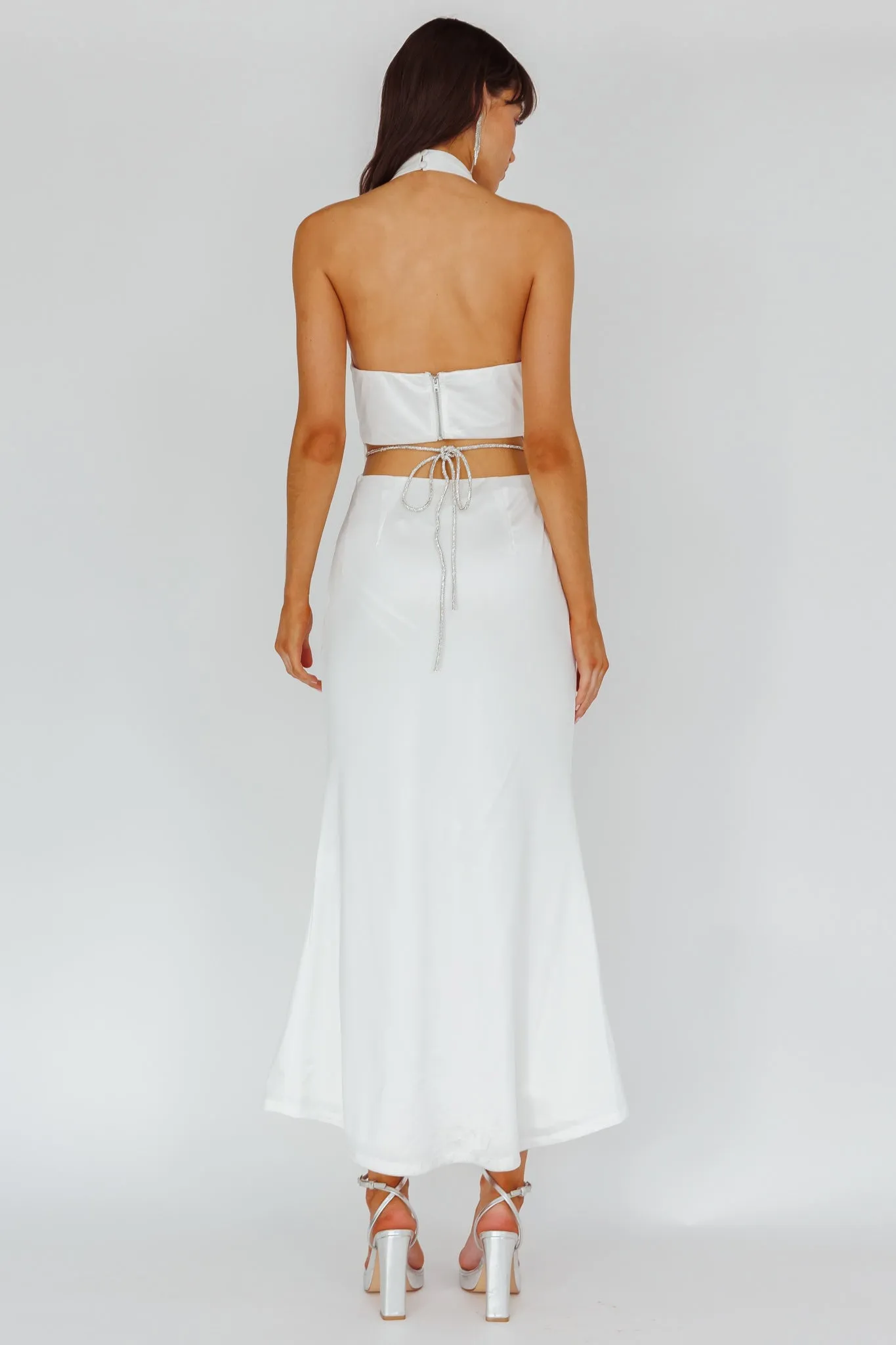 Emmi Cowl Neck Diamante Rope Dress White sold by Selfie Leslie product image thumbnail 2