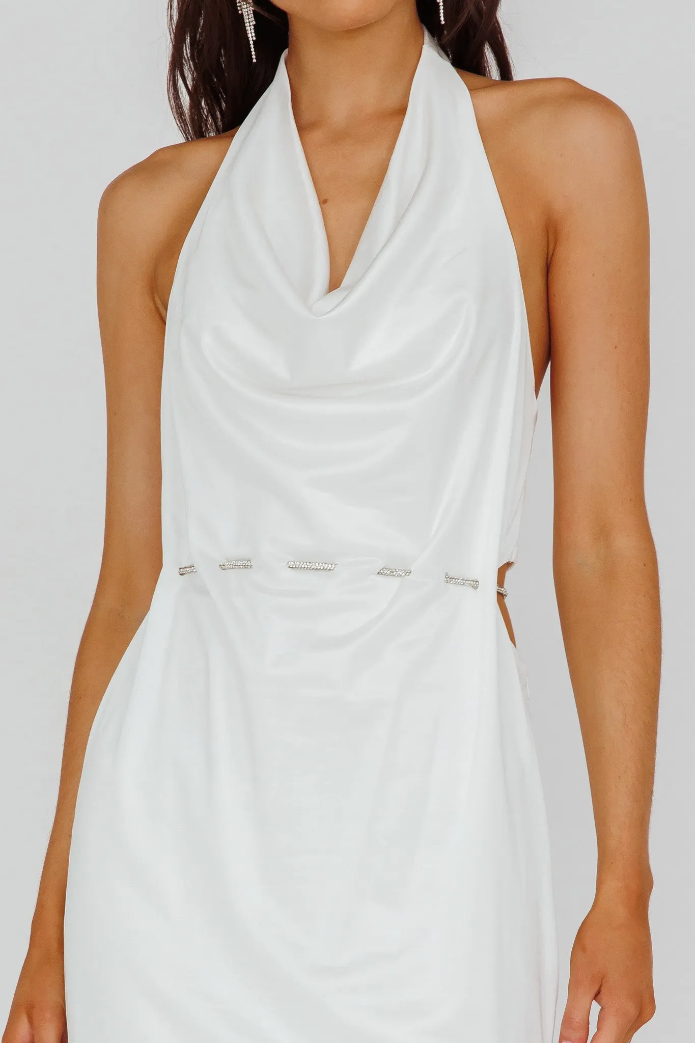Emmi Cowl Neck Diamante Rope Dress White sold by Selfie Leslie product image thumbnail 4