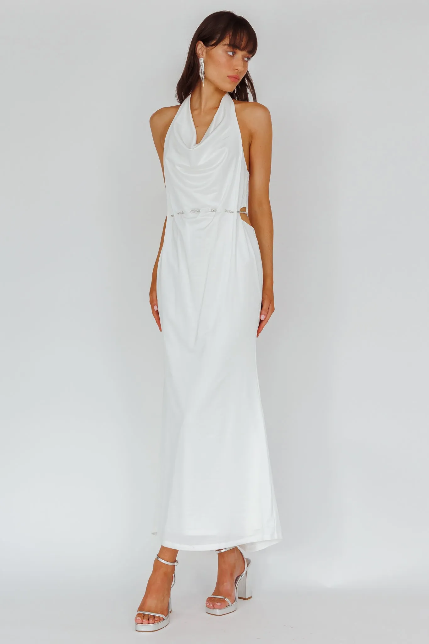 Emmi Cowl Neck Diamante Rope Dress White sold by Selfie Leslie product image thumbnail 5