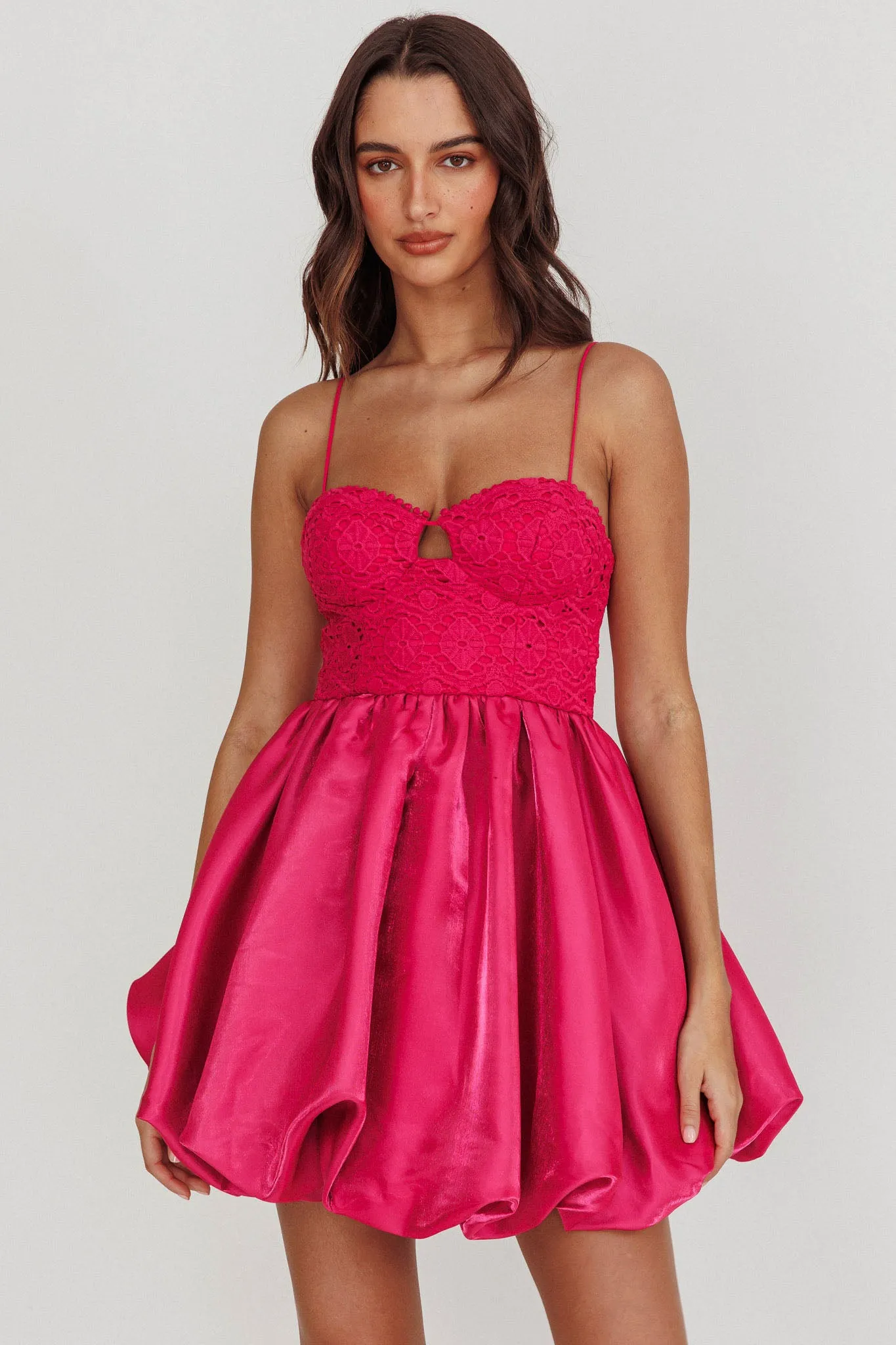 Lucia Bubble Skirt Mini Dress Hot Pink sold by Selfie Leslie