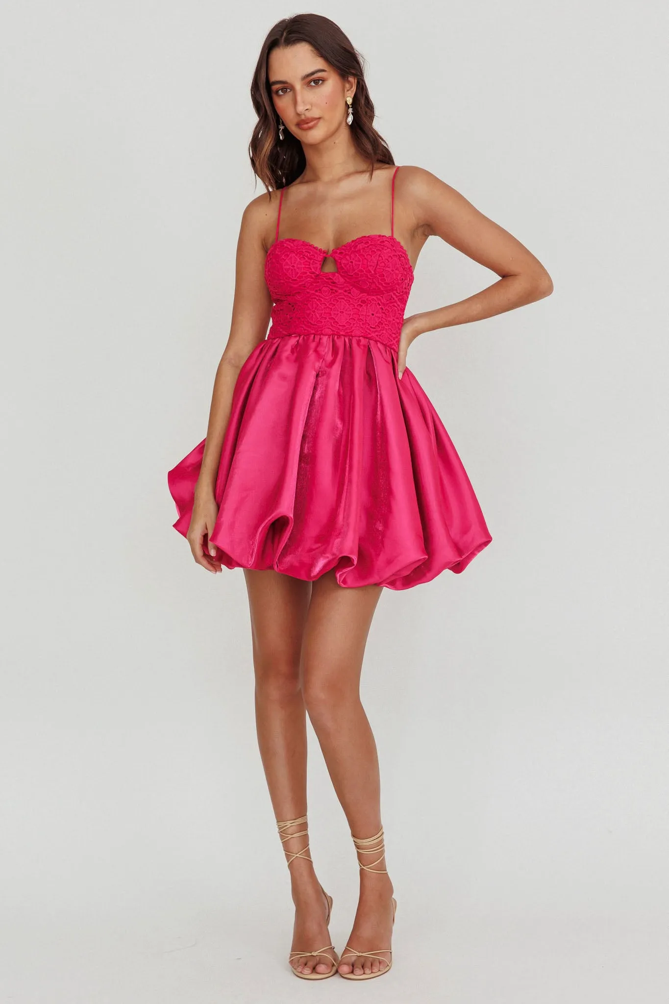 Lucia Bubble Skirt Mini Dress Hot Pink sold by Selfie Leslie product image thumbnail 3