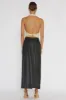 Angelica Button-Up Faux Leather Midi Skirt Black sold by Selfie Leslie