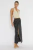 Angelica Button-Up Faux Leather Midi Skirt Black sold by Selfie Leslie