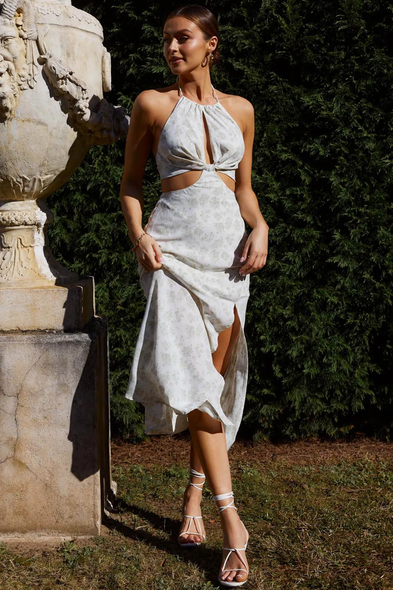 Rising Sun Cut-Out Bodice Dress Floral Print Sage sold by Selfie Leslie product image thumbnail 5