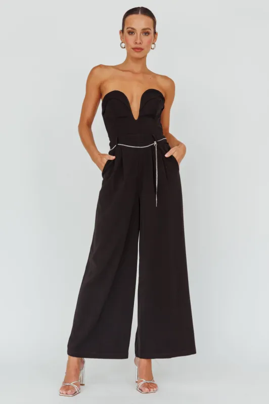 Kayte Strapless Belted Waist Jumpsuit Black sold by Selfie Leslie