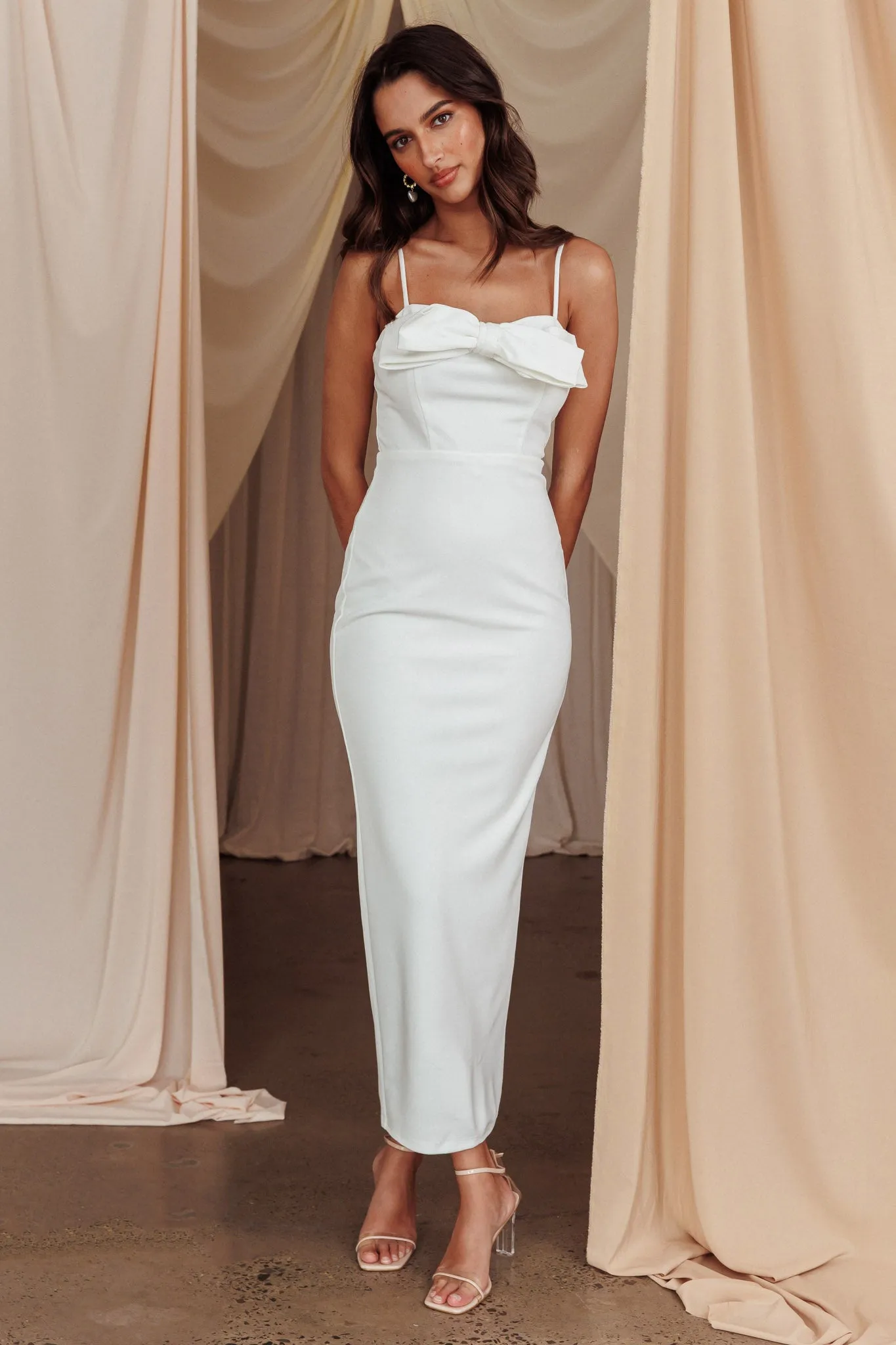 This Magic Moment Bow Bust Midi Dress White sold by Selfie Leslie product image thumbnail 3