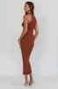 Estella Keyhole Ribbed Midi Dress Brown sold by Selfie Leslie